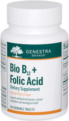 Genestra Bio B12 Folic Acid chewable tablet front view supports red blood cell formation.