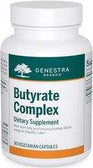 Genestra Brands Butyrate Complex bottle showing colon support with butyric acid.