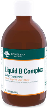 Genestra Brands Liquid B Complex bottle front view highlighting citrus flavor.
