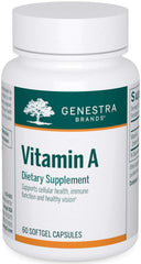 Genestra Brands Vitamin A softgel bottle for daily eye health and immune support.