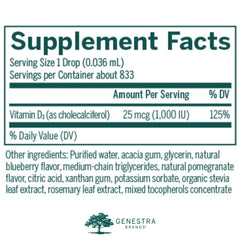 Genestra D-Mulsion 1000 drops being poured, simple to add to drinks or foods.