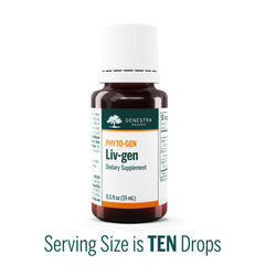 Genestra Liv-gen label design emphasizing purity and professional-grade formulation.
