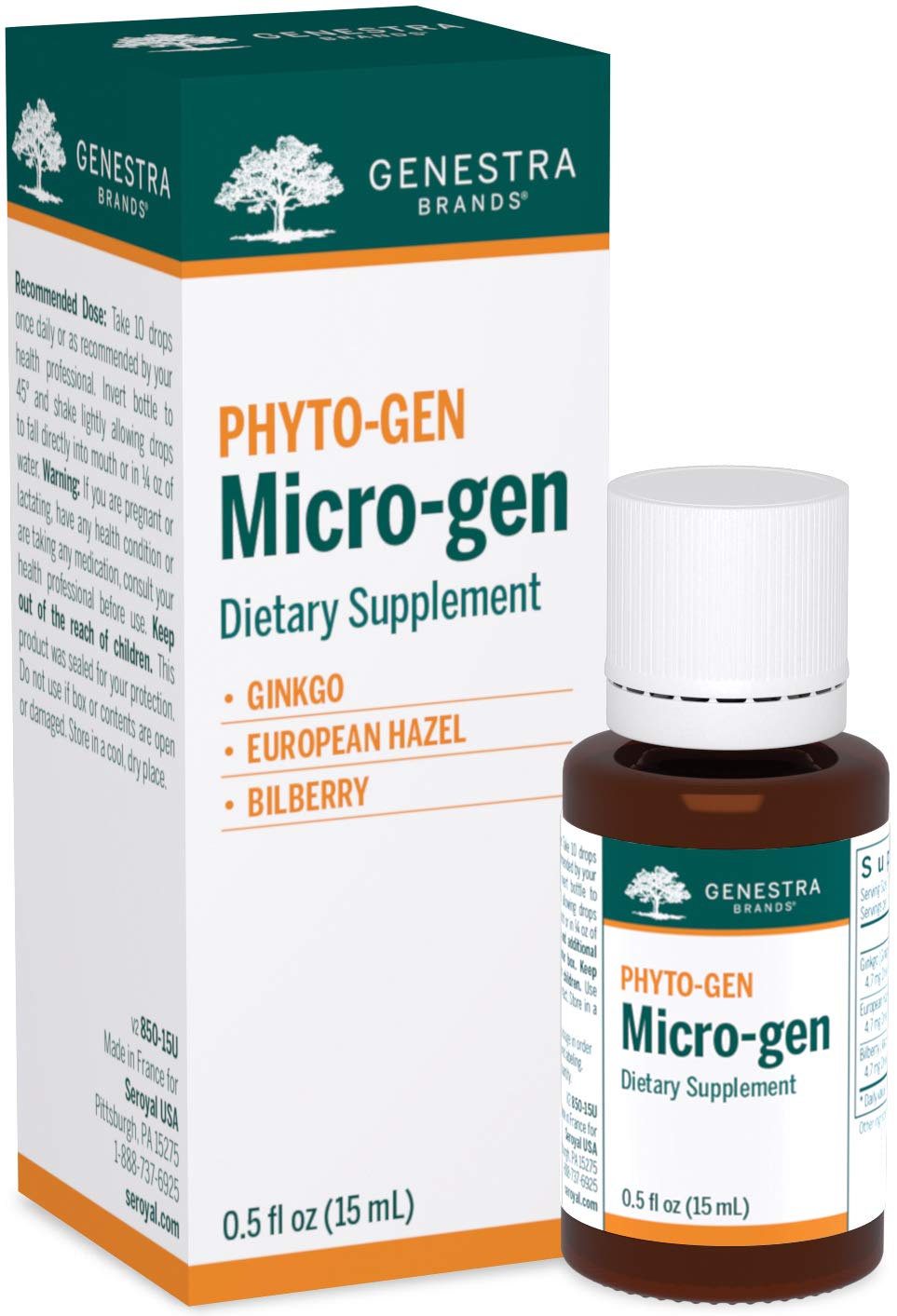 Genestra Brands Micro-gen gingko bottle showcases a balanced herbal blend for daily vitality.