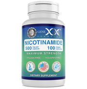 Genex Formulas Nicotinamide 500mg bottle for daily skin support.