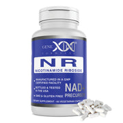 Genex Formulas NR bottle showing NAD+ precursor for energized days