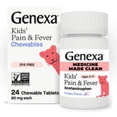 Genexa Kids Clean Pain front-pack image showing dye-free formula for kids
