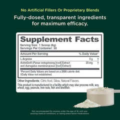 Fermented L-Arginine with AstraGin enhances absorption for training support.