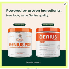 The Genius Brand Genius Pre scoop-dispense enables quick, on-the-go energy.