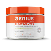 The Genius Brand Genius Electrolytes Lemon Lime bottle ready for workout hydration.