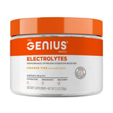 The Genius Brand Genius Electrolytes Orange Fizz bottle for convenient hydration