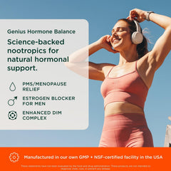 The Genius Brand DIM ingredient close-up signaling estrogen modulation potential.