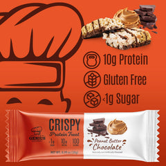 Packaging and branding for Genius Gourmet Crispy Protein Treat ready to grab-and-go