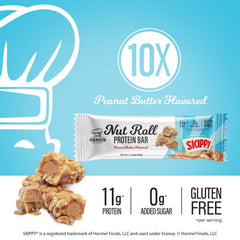 Genius Gourmet SKIPPY-inspired bar with caramel-style coating visible.