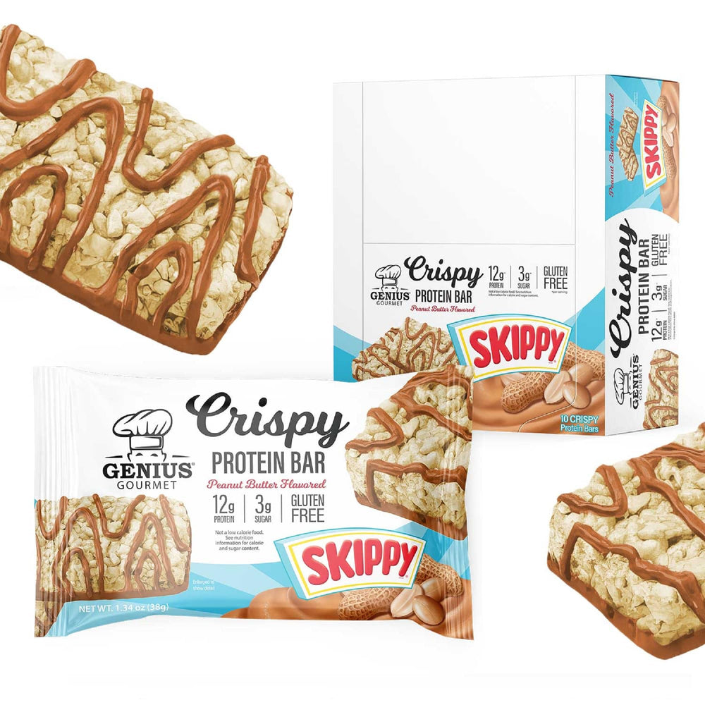 Genius Gourmet SKIPPY peanut butter flavored crispy bar pack for on-the-go snacking