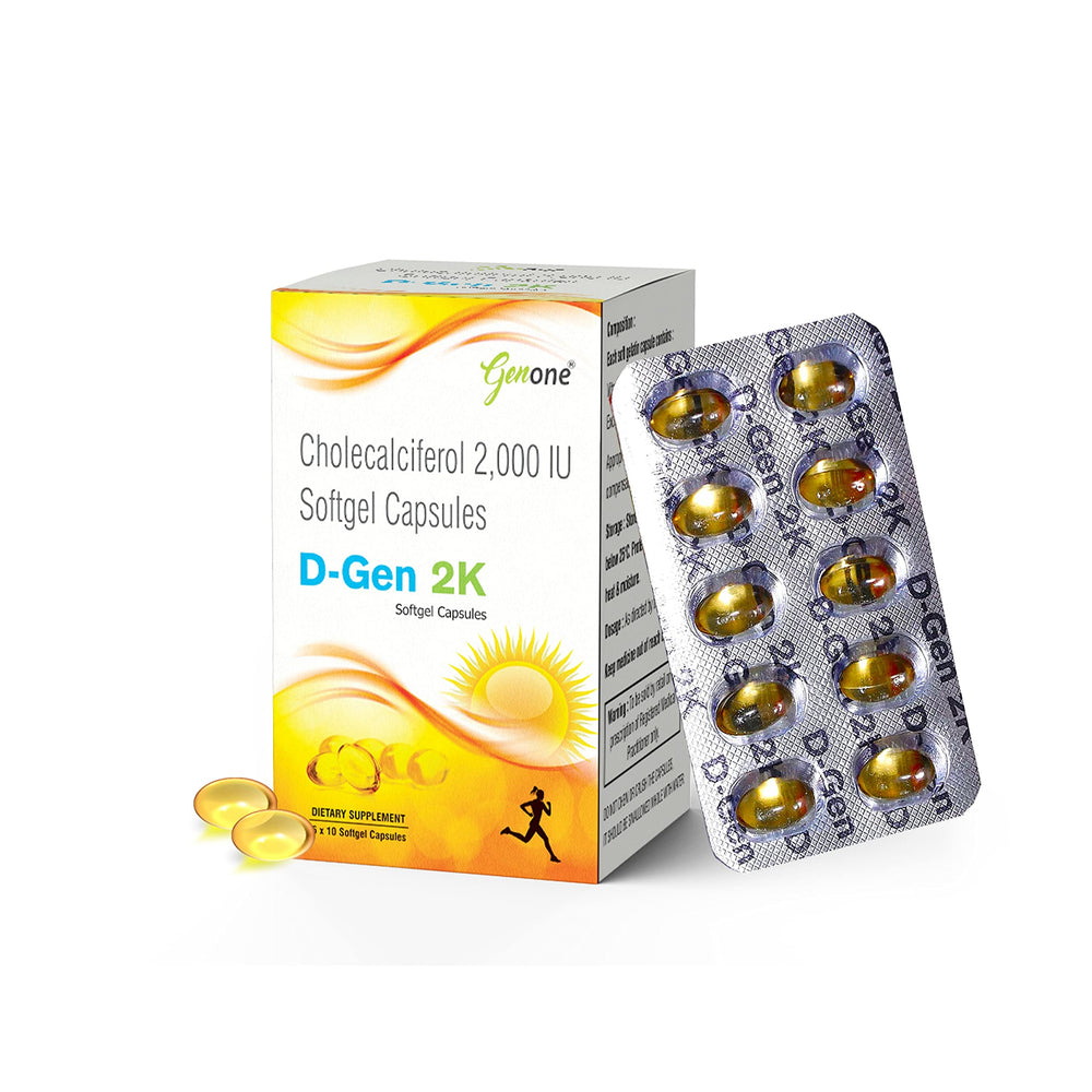 Genone DGen 2k bottle close-up for daily bone support.
