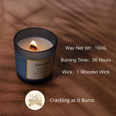 Genzers wooden wick crackling close-up enhances ambience during quiet evenings