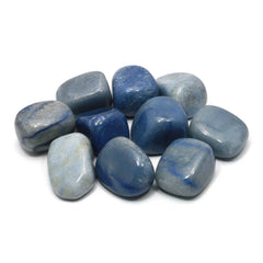 GeoFossils Blue Quartz tumble stone showing calming blue hues; ideal for display or meditation.