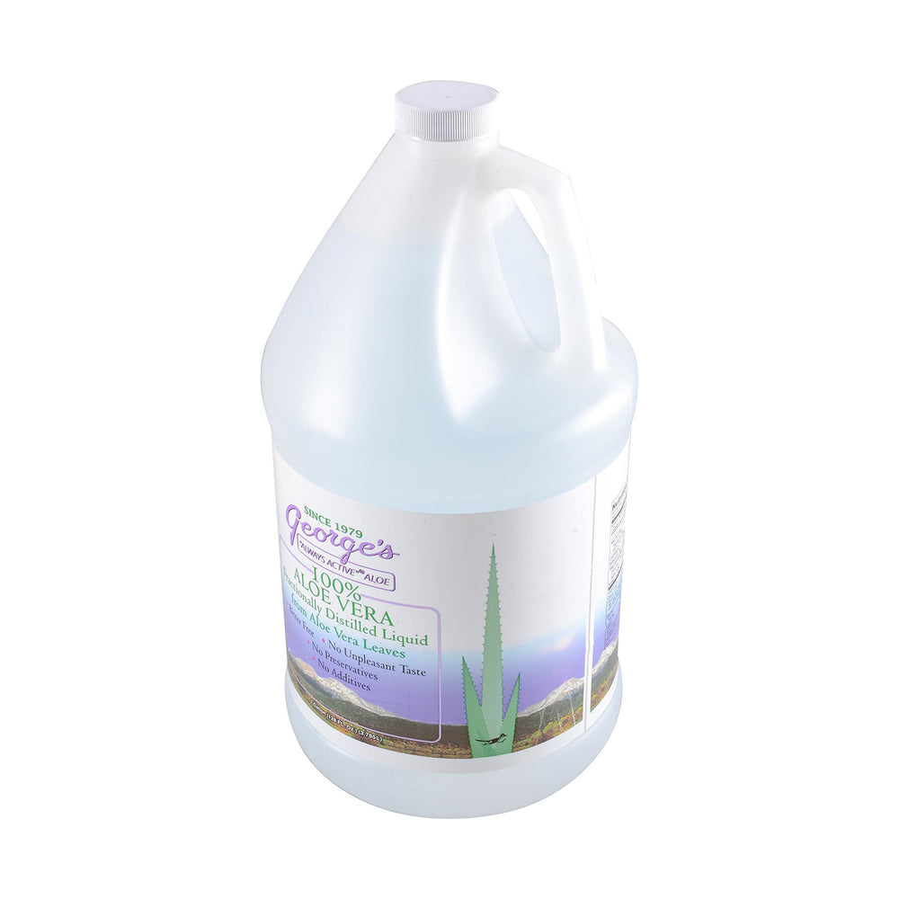 George's Aloe Vera Liquid bottle front with pure aloe notes for daily use.
