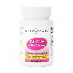 GeriCare Calcium 600mg tablet front view for daily bone support.
