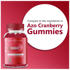 Close-up of GeriCare Cranberry Gummies showing chewy texture and cranberry flavor for daily use.
