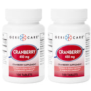 GeriCare cranberry tablets bottle front view for daily urinary tract support.