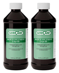 GeriCare High Potency Liquid Iron bottle front view for convenient daily iron support.