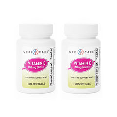 GeriCare high potency Vitamin E softgels bottle front for skin and immune support