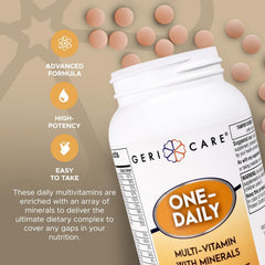 GeriCare One-Daily packaging showing a full year supply for convenience.