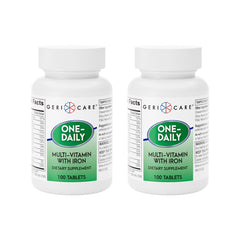 GeriCare One-Daily bottle with iron multivitamin for everyday energy support