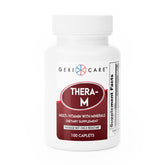 GeriCare Thera M bottle front shows daily multivitamin for overall wellness.