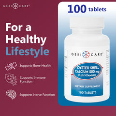 GeriCare vitamin D-3 tablets supporting calcium absorption and immune wellness.