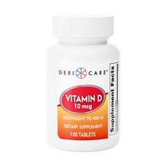 GeriCare Vitamin D 400 IU bottle front promotes daily calcium support