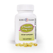 GeriCare Vitamin E 100IU bottle 100-count—daily antioxidant support for skin and immunity.
