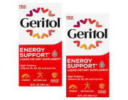 Geritol Liquid Energy bottle pour demonstrates easy daily dosing for energy support.