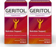 Geritol multivitamin bottle front view illustrating complete daily nutrients for balanced nutrition