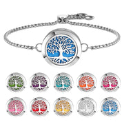GFONDINGD aromatherapy diffuser bracelet with Tree of Life locket, silver finish for on-the-go scent diffusion