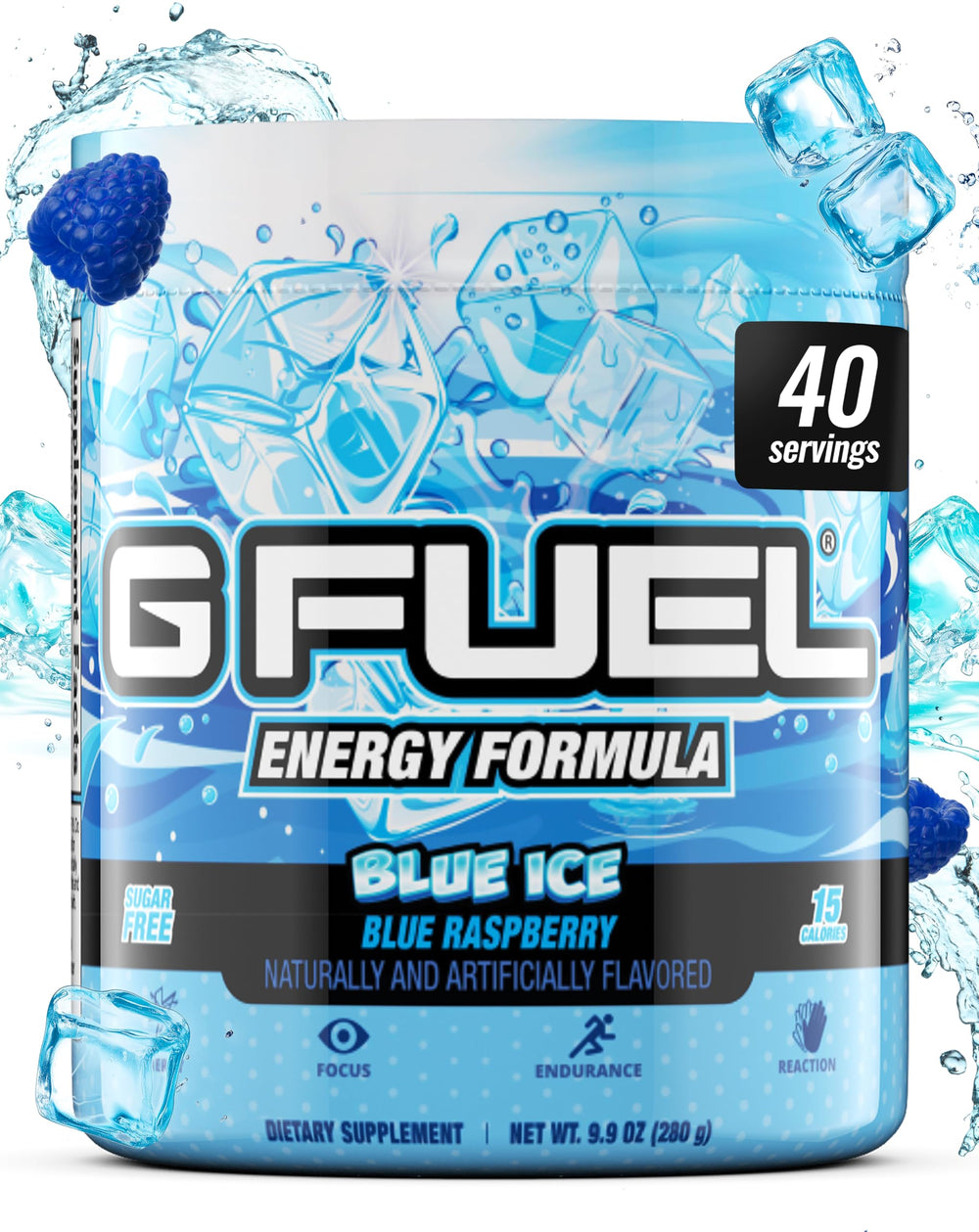 G Fuel Blue Ice powder in a jar for a quick energy boost during gaming