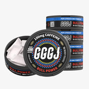 GGGJ plant-based nootropic pouches in a front can view for clean energy
