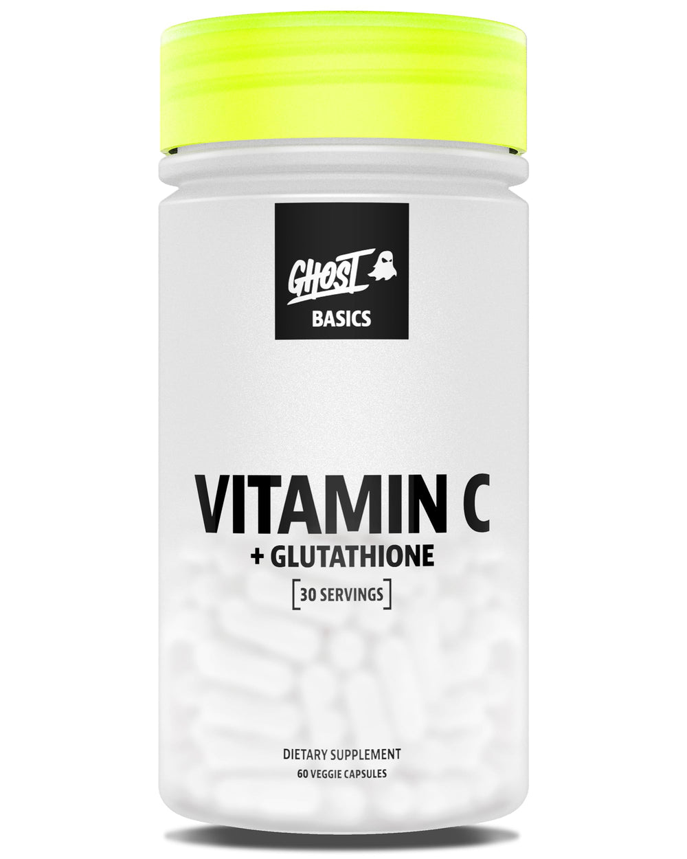 GHOST Basics bottle pour with two-capsule serving for daily immune support