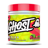 GHOST BCAA Kiwi Strawberry tub shows flavor and ingredients benefits.