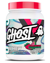 GHOST Clear Whey Isolate strawberry watermelon tub packaging showing the product