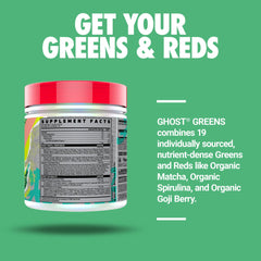 GHOST Greens Guava Berry nutrition label highlighting transparent dosing
