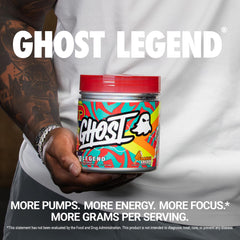 Ghost Legend scoop beside tub showcases convenient serving for workouts
