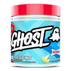 GHOST Legend pre-workout bottle front highlighting energy and focus potential.