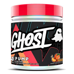 GHOST Pump Peach bottle showcasing stimulant-free pump support
