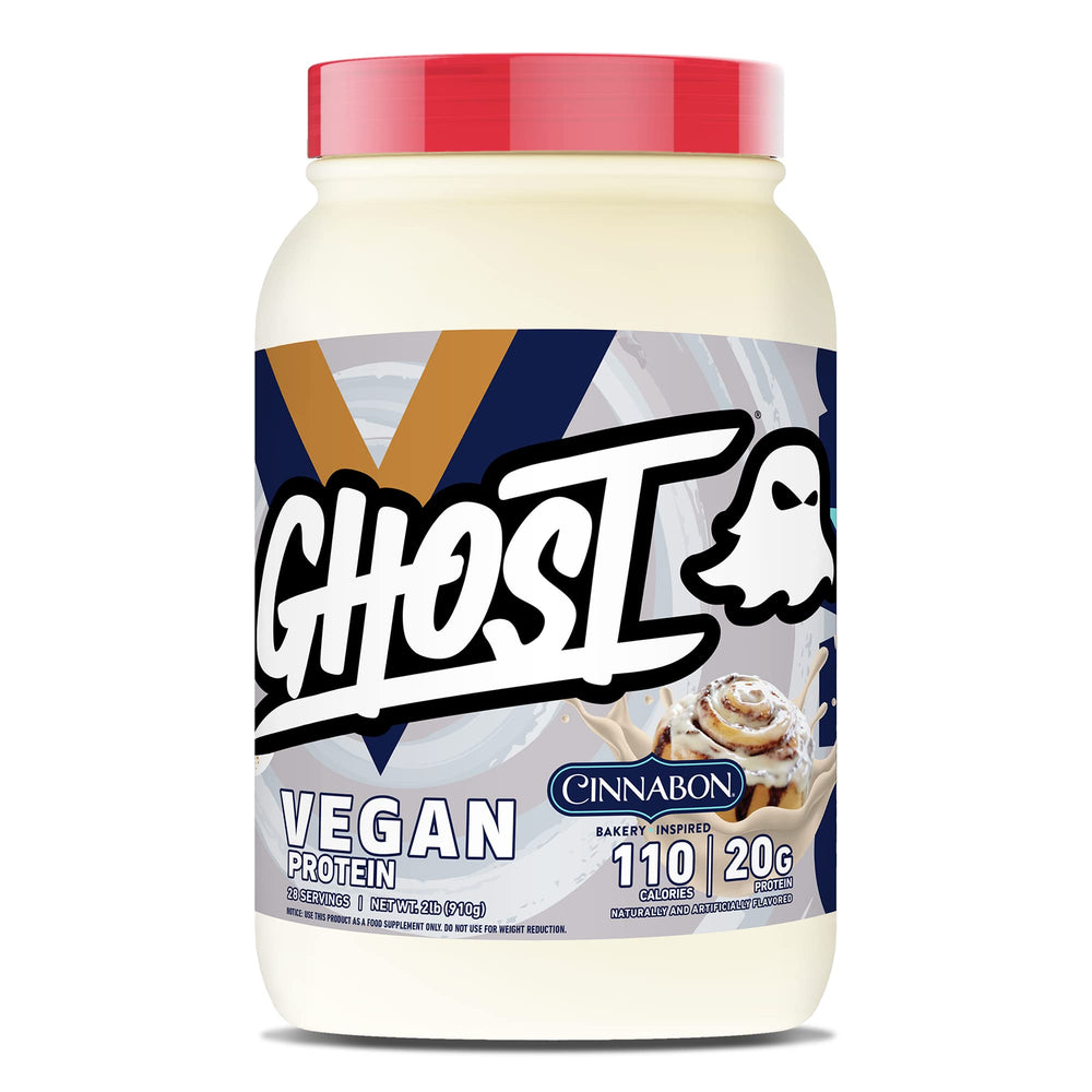 GHOST Vegan Protein Powder CINNABON shake on a post-workout routine.