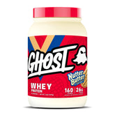 Ghost Whey Nutter Butter tub with real cookie pieces for post-workout shakes