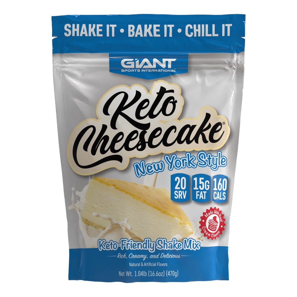 Giant Sports Keto Cheesecake Shake Mix label front with New York style branding.