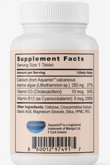 Giga Vita Aquamin D3-B12 tablets closeup highlights D3 and B12 for energy metabolism.