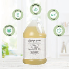 Ginger Lily Farms Ultra-Lite Massage Oil provides long-lasting glide in massage routines